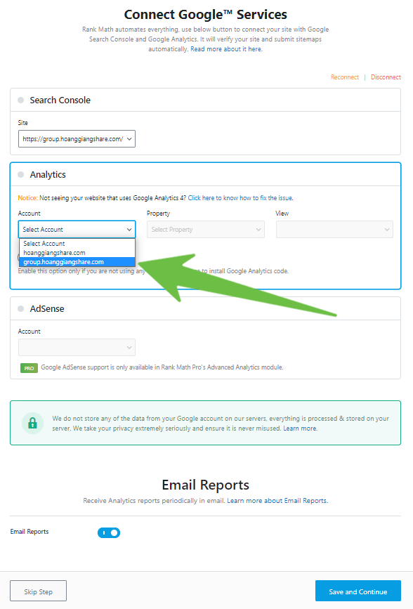 kết nối website với google analytics