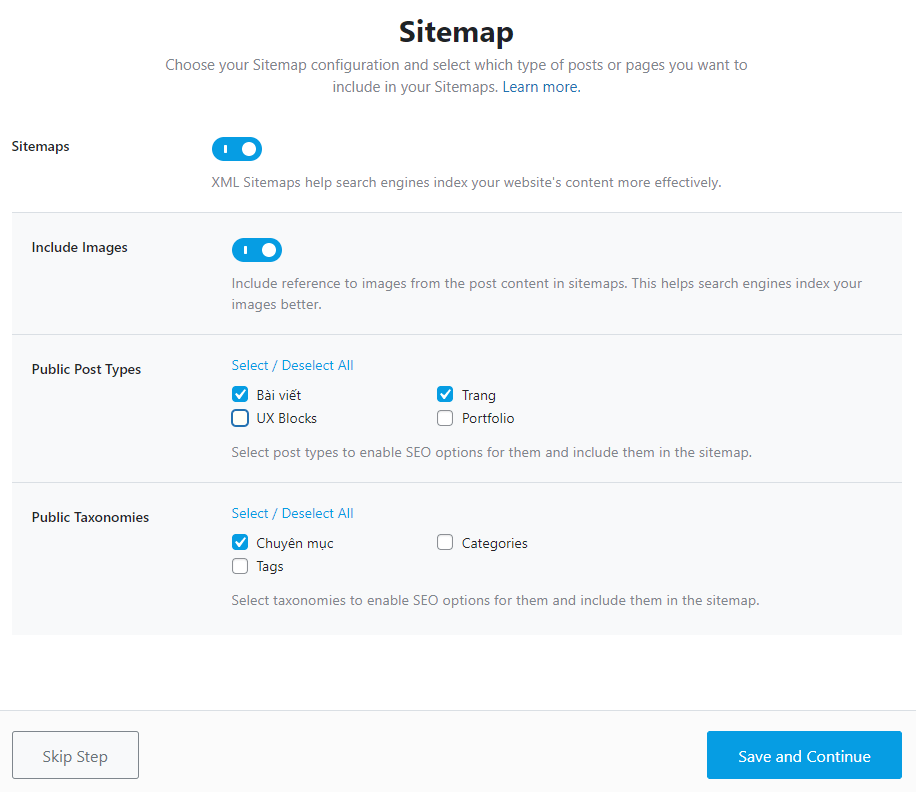 sitemap rank math