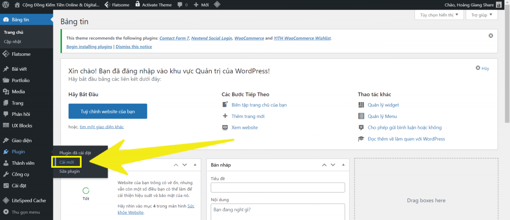plugin wordpress cài mới
