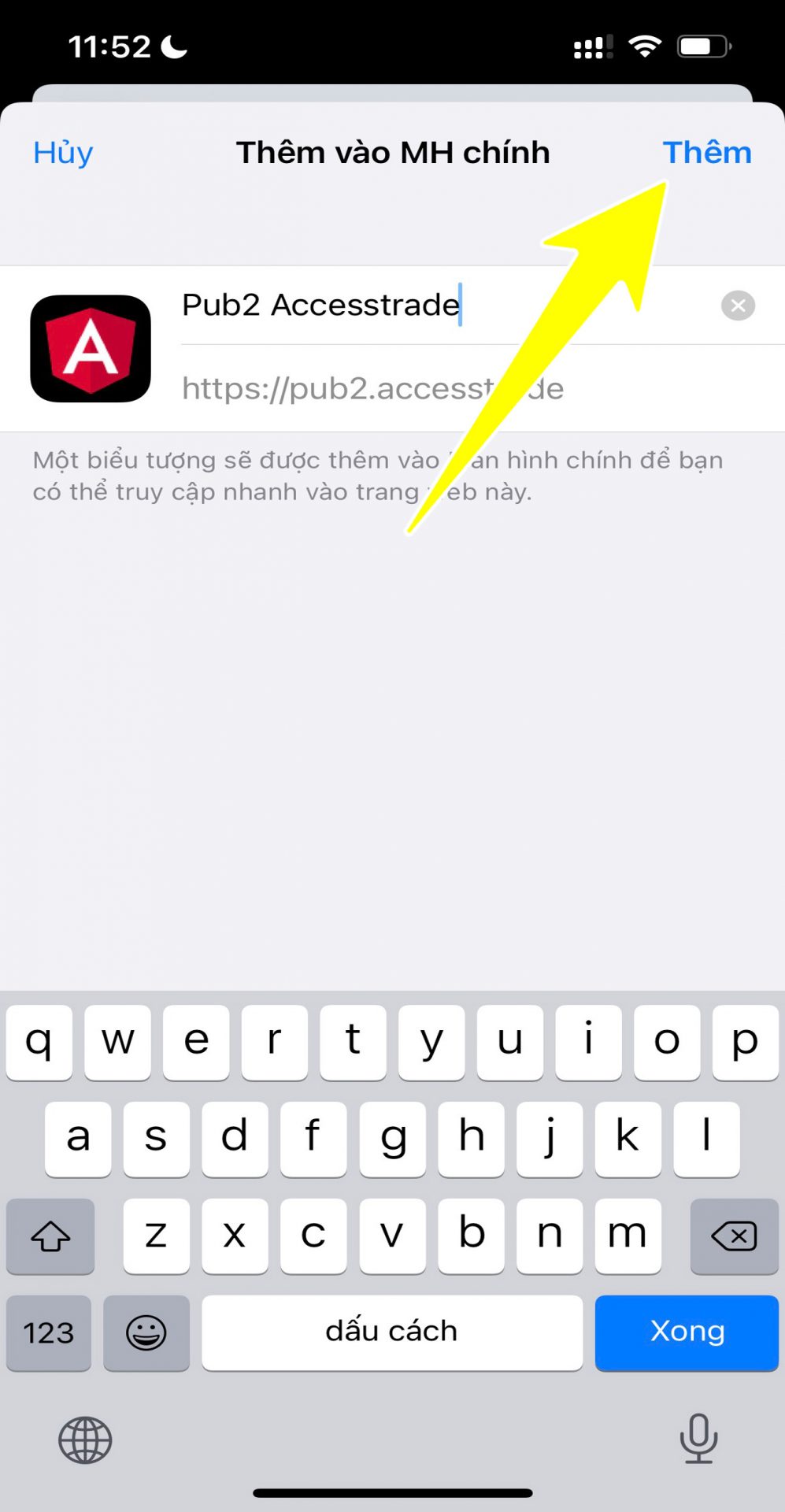 cách đưa accesstrade ra màn hình iphone ios
